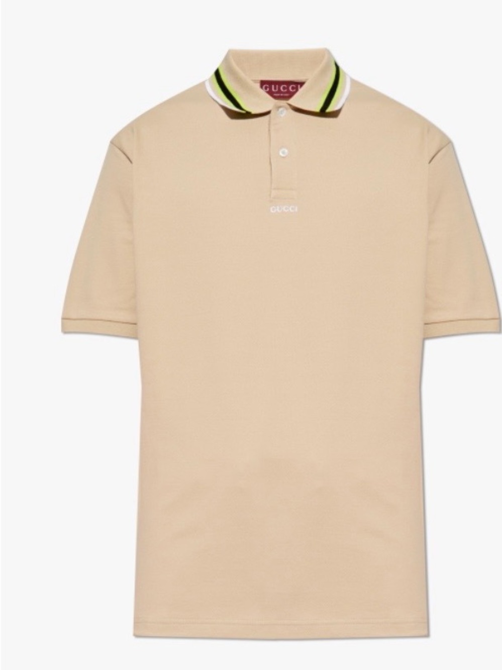 Gucci Beige Polo with Green-Trim Contrast Collar